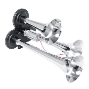 Buzina Cromada 3 Cornetas Válvula 12/24V - Hent Automotivos