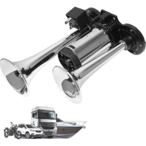 Buzina Dupla Cromada Com Compressor 12v - Hent Automotivos